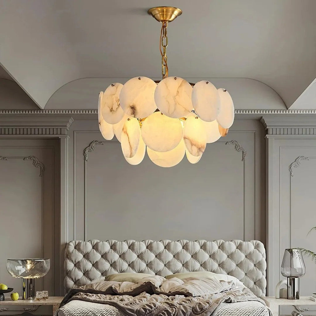 Alabaster Tusrsic Petal Cluster 2 Tier Chandelier