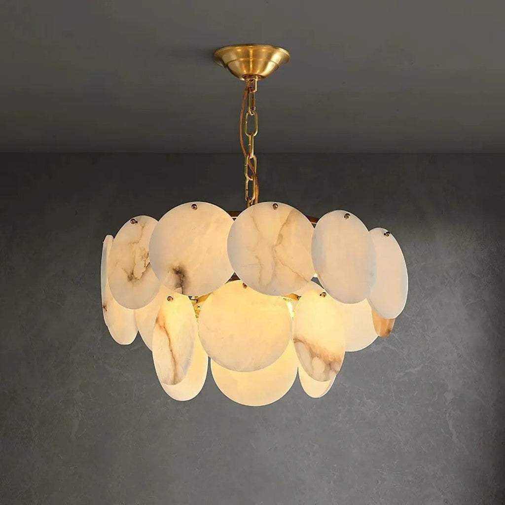 Alabaster Tusrsic Petal Cluster 2 Tier Chandelier