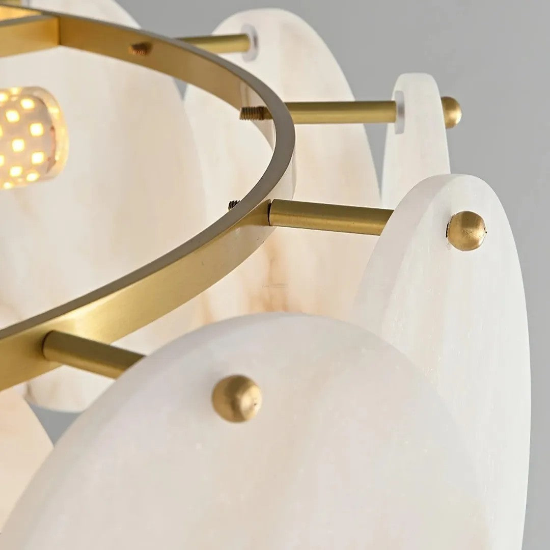 Alabaster Tusrsic Petal Cluster 2 Tier Chandelier