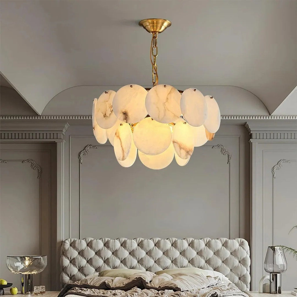 Alabaster Tusrsic Petal Cluster 2 Tier Chandelier