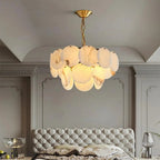Alabaster Tusrsic Petal Cluster 2 Tier Chandelier