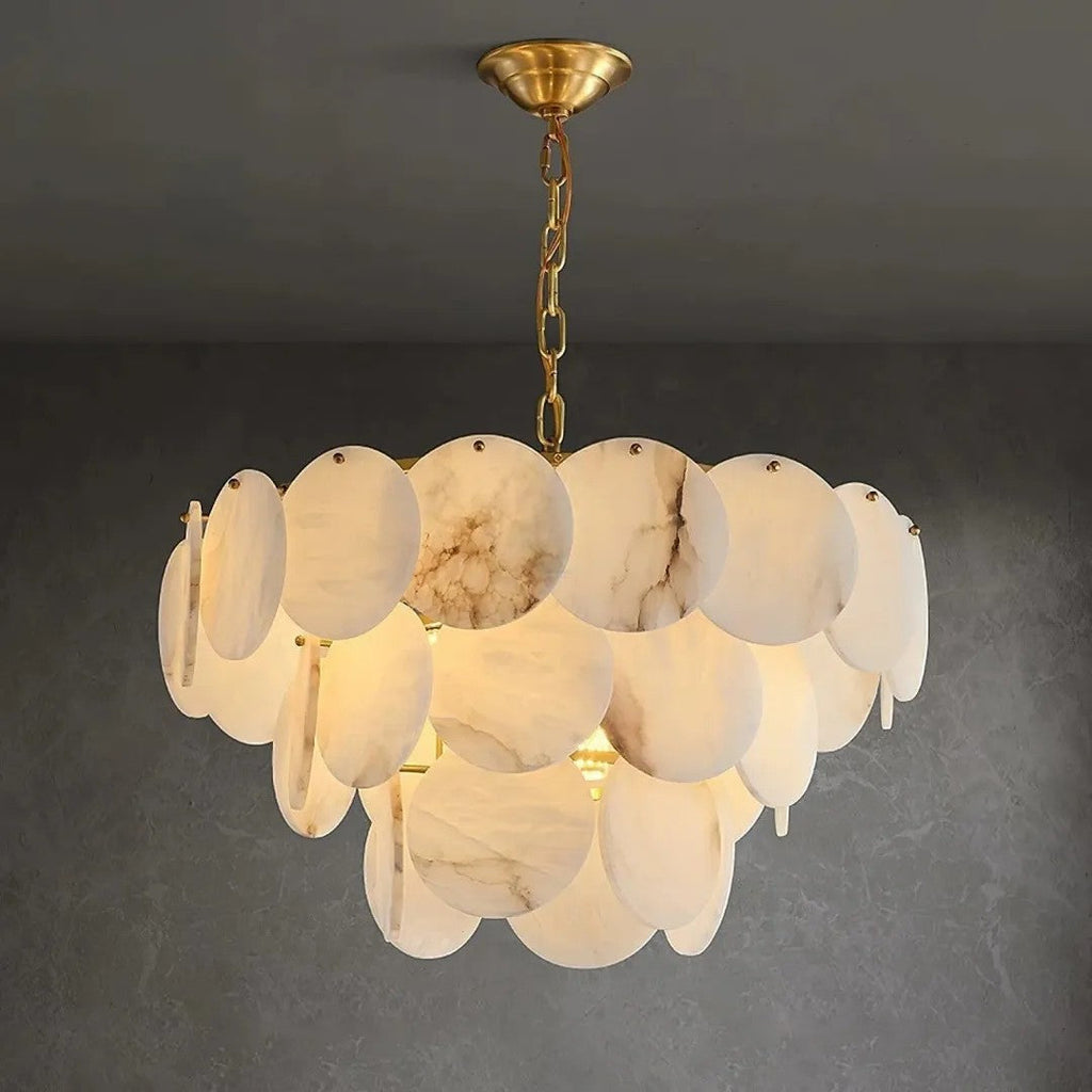 Alabaster Tusrsic Petal Cluster 3 Tier Chandelier