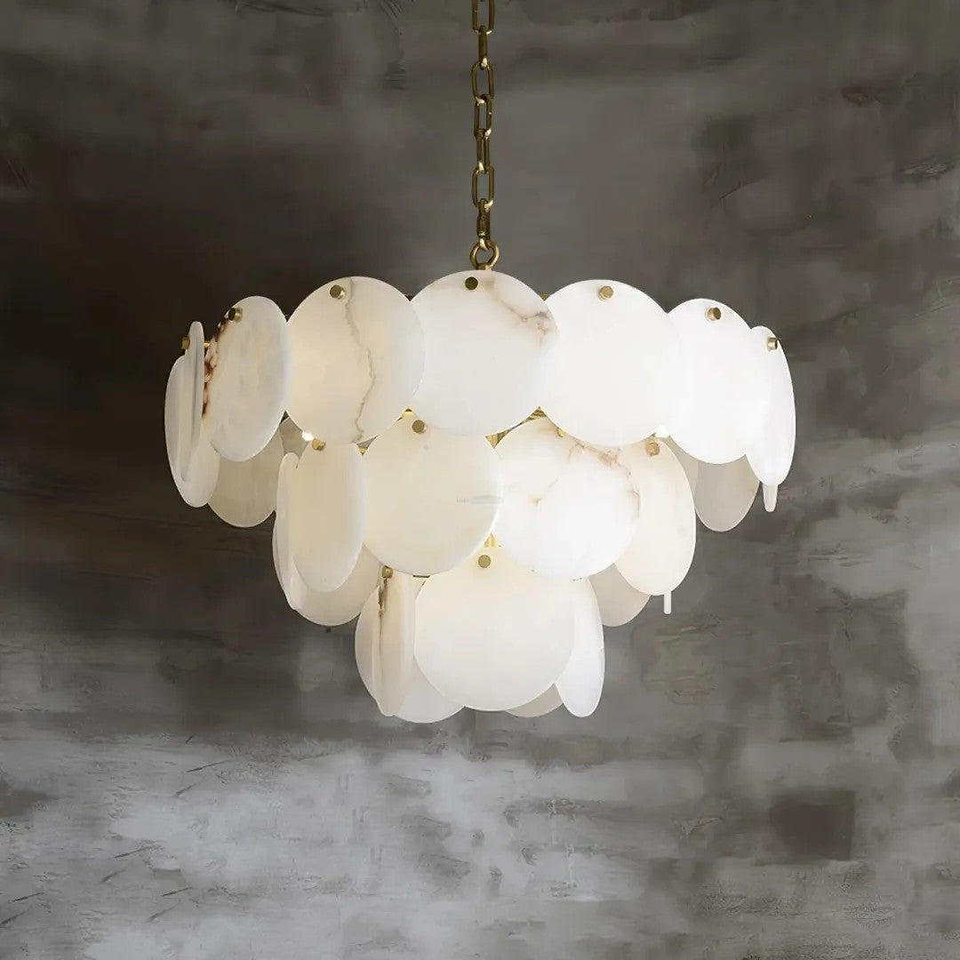 Alabaster Tusrsic Petal Cluster 3 Tier Chandelier