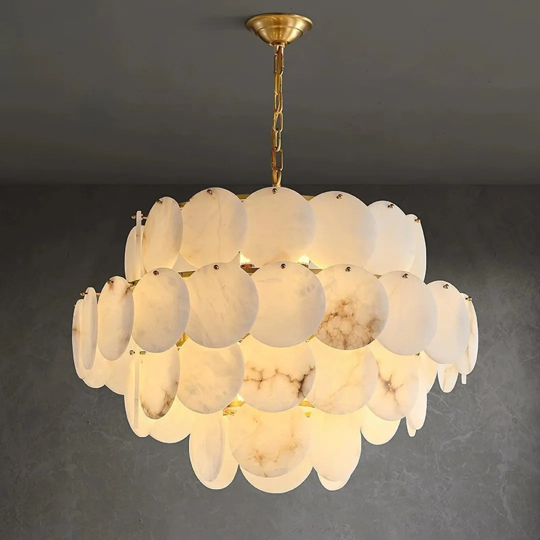Alabaster Tusrsic Petal Cluster 4 Tier Chandelier