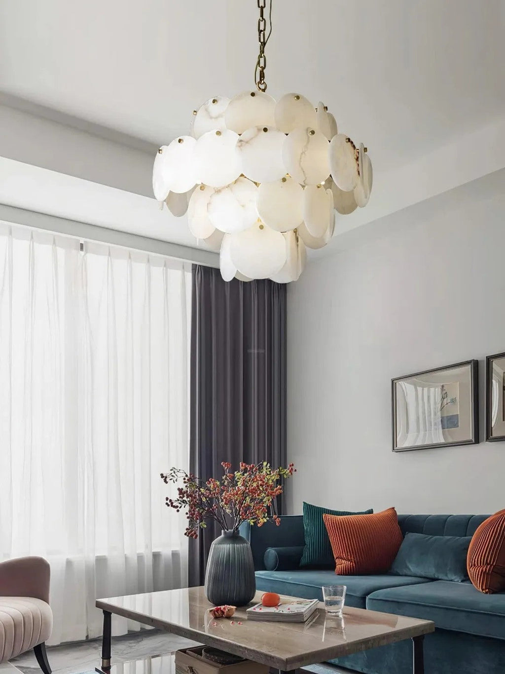 Alabaster Tusrsic Petal Cluster 4 Tier Chandelier