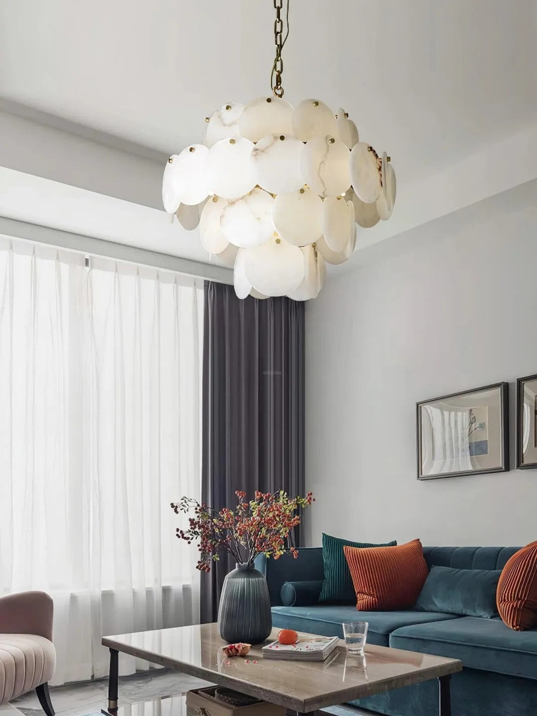 Alabaster Tusrsic Petal Cluster 4 Tier Chandelier