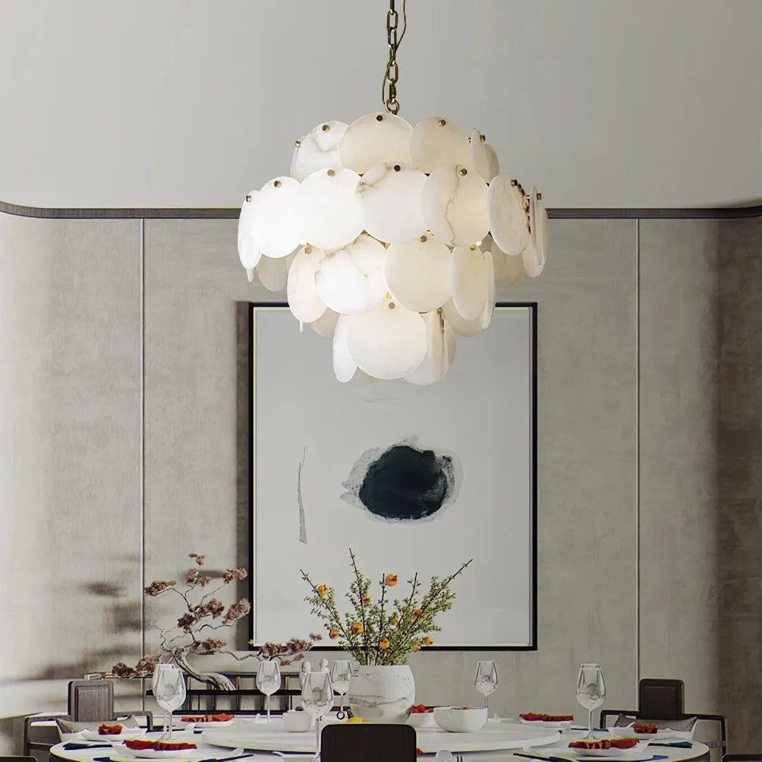 Alabaster Tusrsic Petal Cluster 4 Tier Chandelier