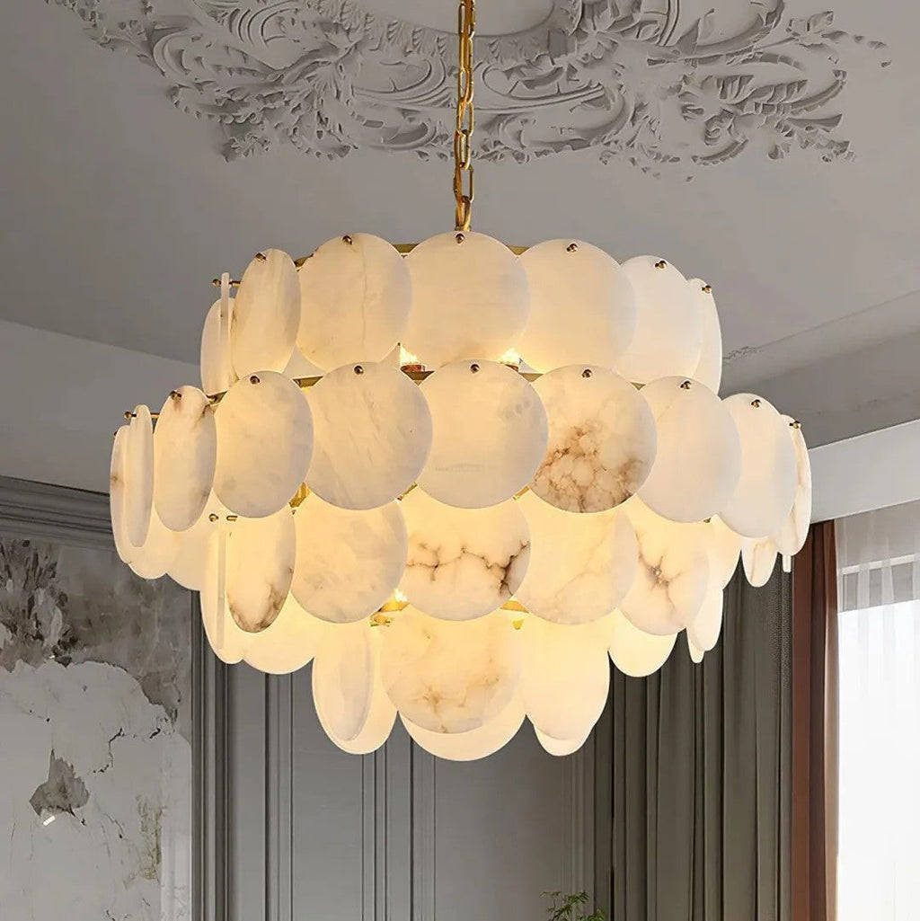 Alabaster Tusrsic Petal Cluster 4 Tier Chandelier