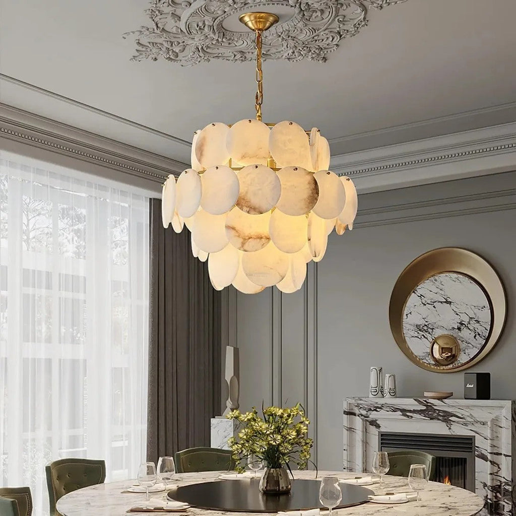 Alabaster Tusrsic Petal Cluster 4 Tier Chandelier