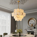 Alabaster Tusrsic Petal Cluster 4 Tier Chandelier