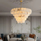 Alabaster Tusrsic Petal Cluster 5 Tier Chandelier