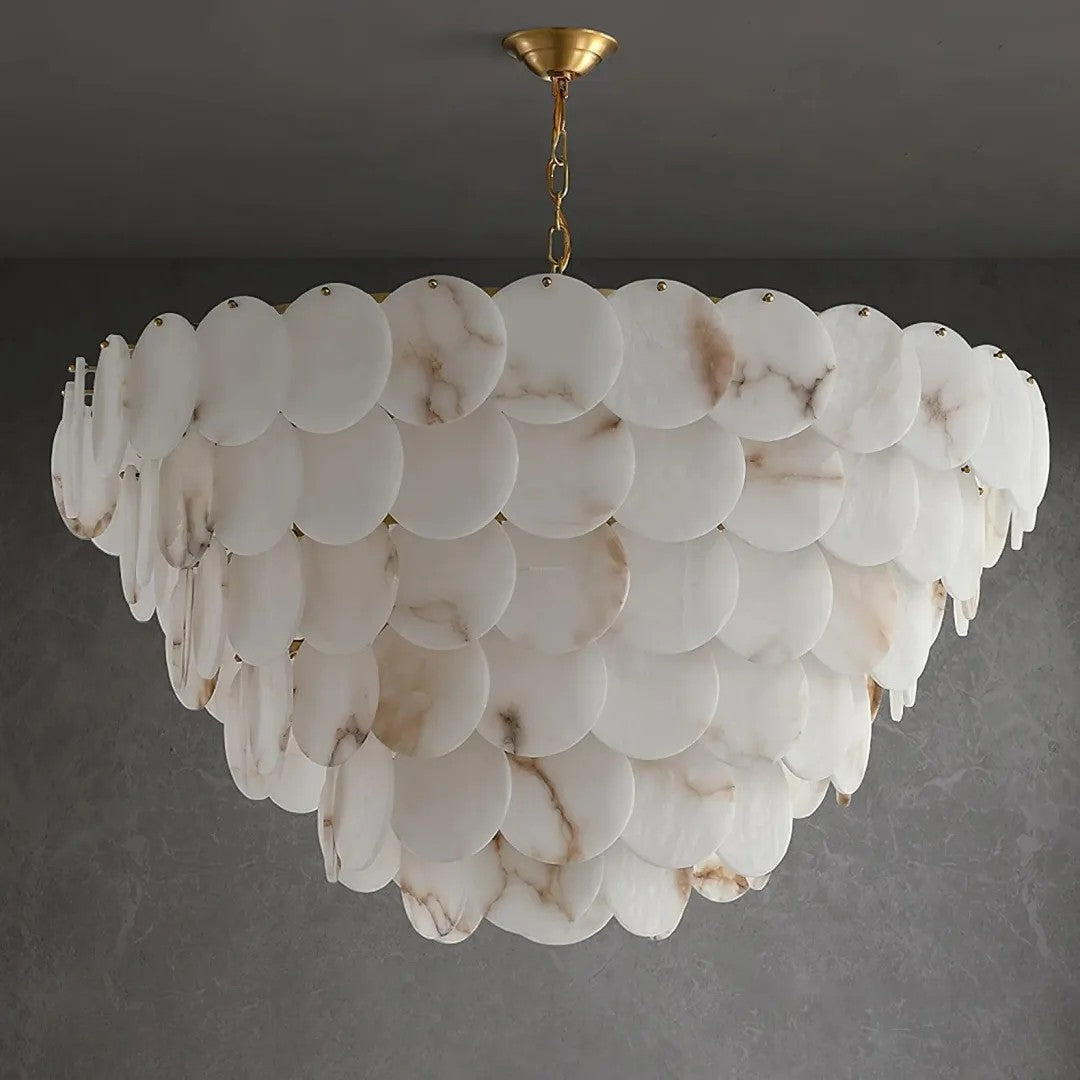 Alabaster Tusrsic Petal Cluster 6 Tier Chandelier