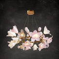 Noir Pink Ceramic Bloom Round Branch Chandelier
