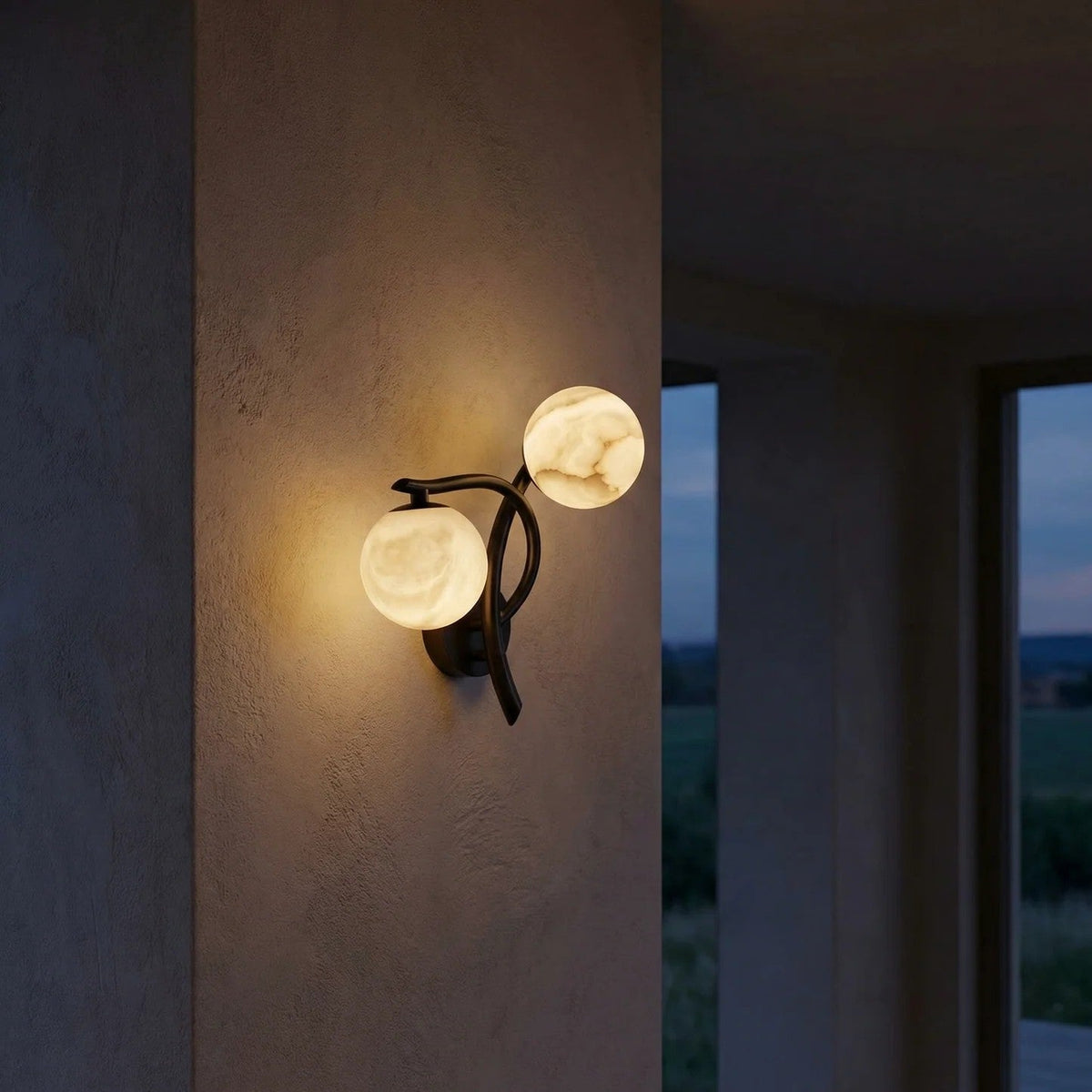 Arber Curved Duo Alabaster Wall Sconce