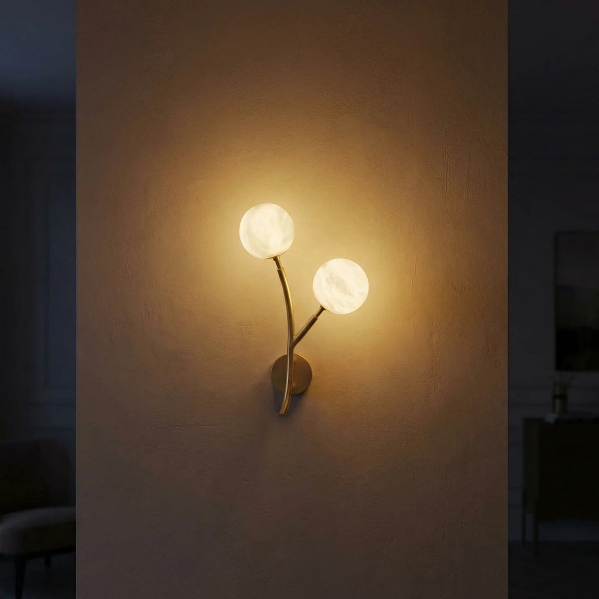 Arber Branch Dual Bud Alabaster Wall Sconce