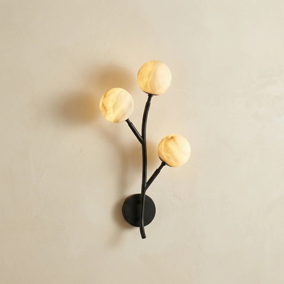 Arber Branch Triple Bloom Alabaster Wall Sconce