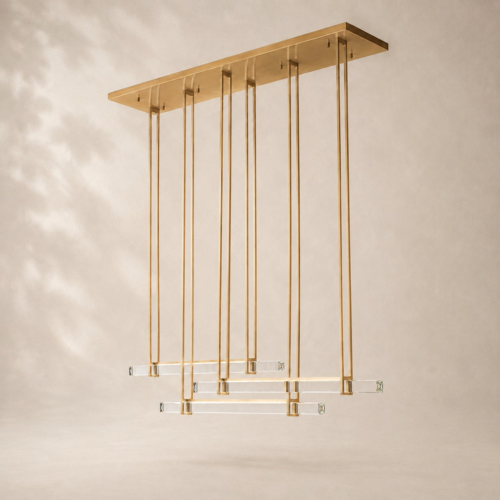 Audley Crystal Triple Bar Linear Chandelier 60"
