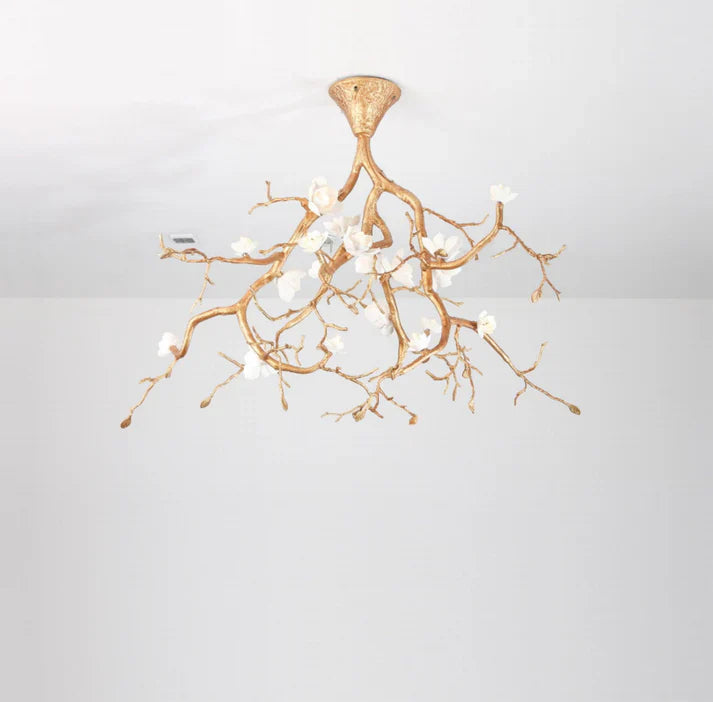 Noir Ceramic Bloom Branch Chandelier W47″