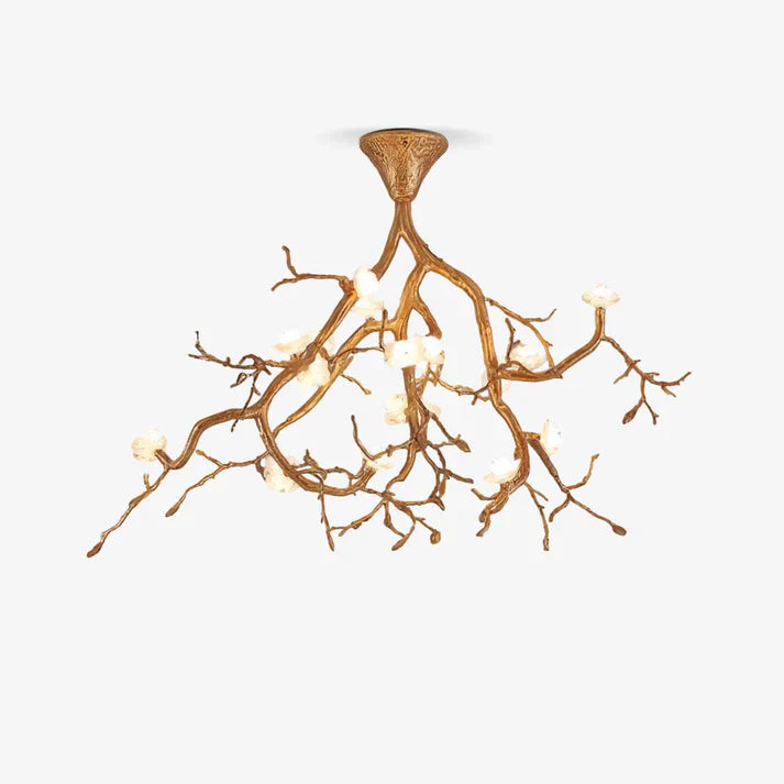 Noir Ceramic Bloom Branch Chandelier W47″