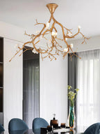 Noir Ceramic Bloom Branch Chandelier W47″