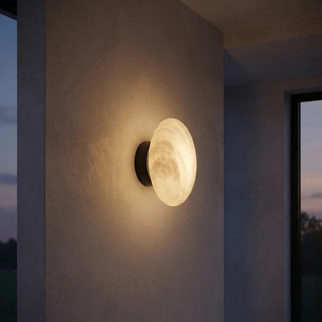 Bell Sconce Alabaster Disc Oversized Wall Sconce