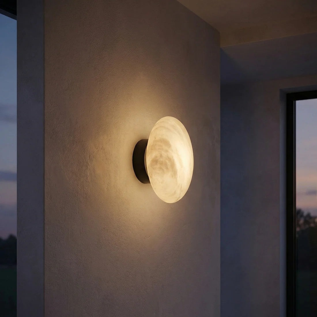 Bell Sconce Alabaster Disc Oversized Wall Sconce