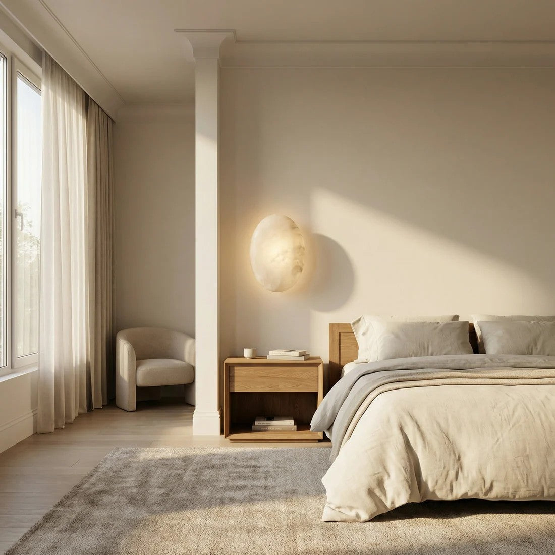 Bell Sconce Alabaster Disc Oversized Wall Sconce