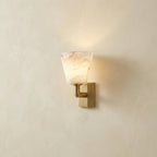 Bell Sconce Tapered Shade Alabaster Brass Wall Sconce
