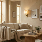Bell Sconce Tapered Shade Alabaster Brass Wall Sconce
