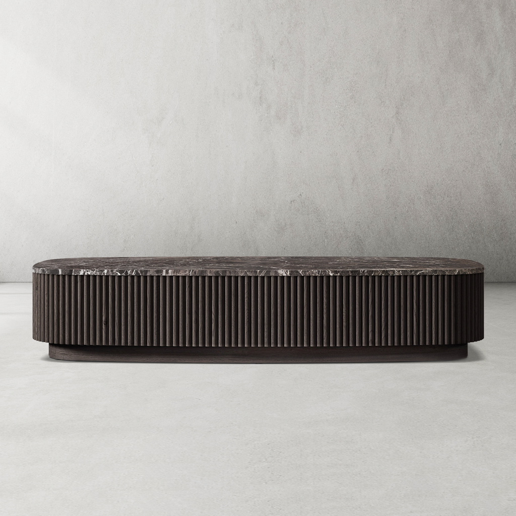 Mulvane Oak Wood & Stone Coffee Table 48" 60" 72"