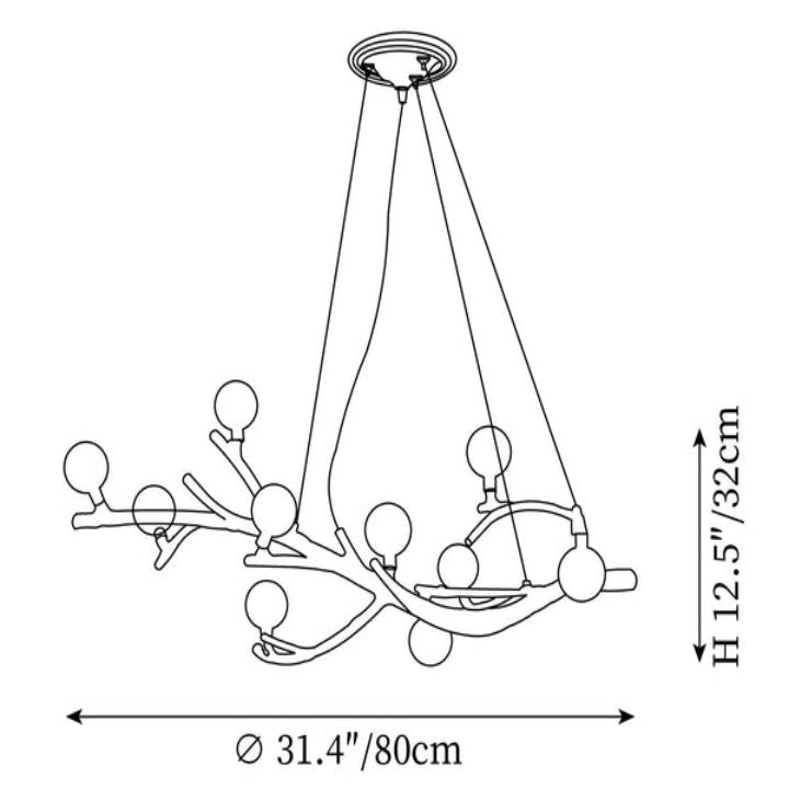 Glass bubble Brass Branch Chandelier A