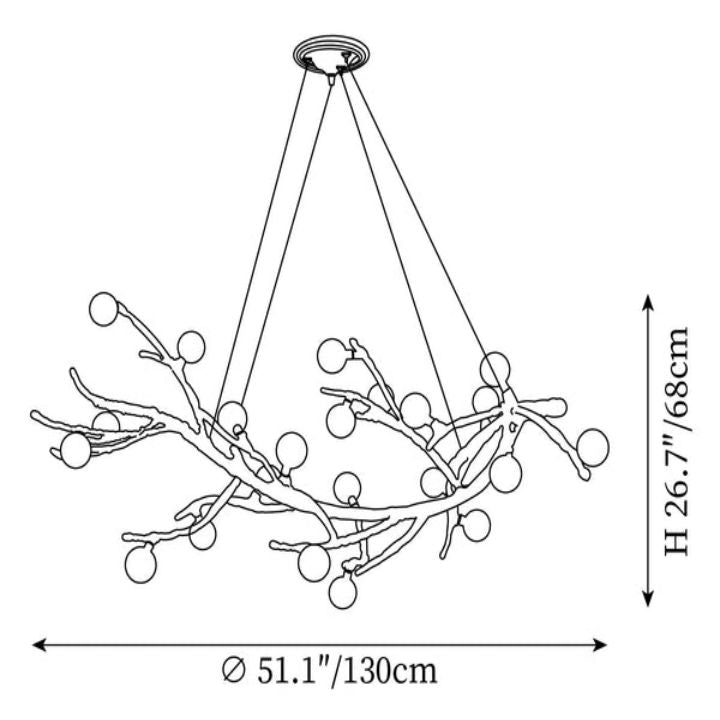 Glass bubble Brass Branch Chandelier A