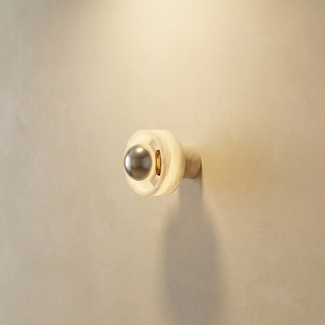 Bosley Wood Polished Orb Alabaster Halo Wall Sconce