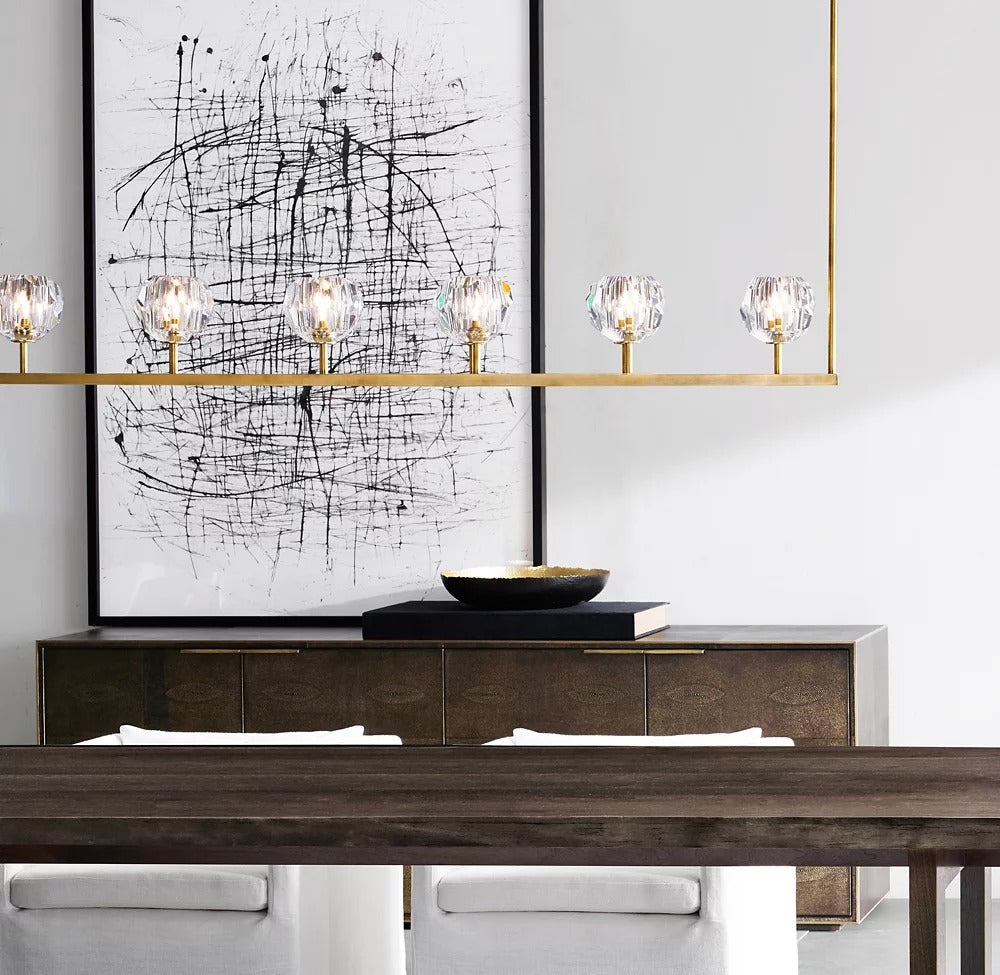 Bouvelle de Cristal Glass Linear Chandelier 48"