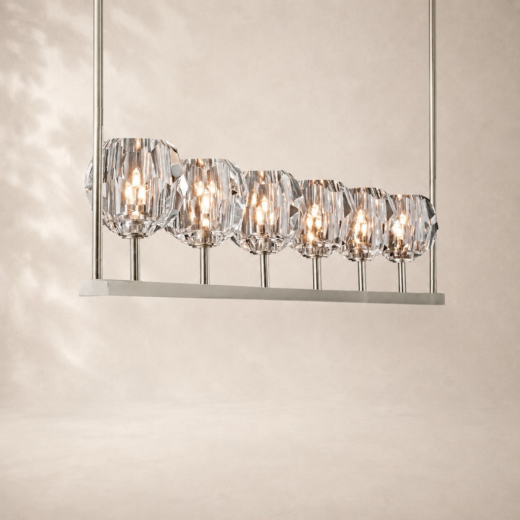 Bouvelle de Cristal Glass Linear Chandelier 60"