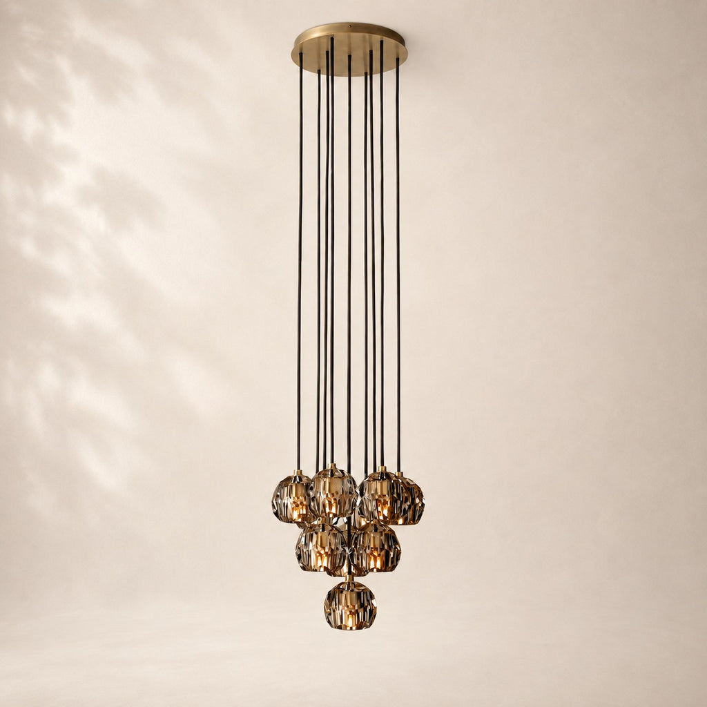 Bouvelle de Cristal Glass Round Cluster Chandelier 14"