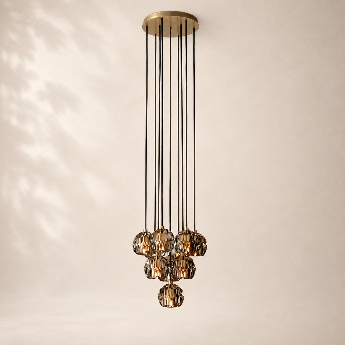 Bouvelle de Cristal Glass Round Cluster Chandelier 14"