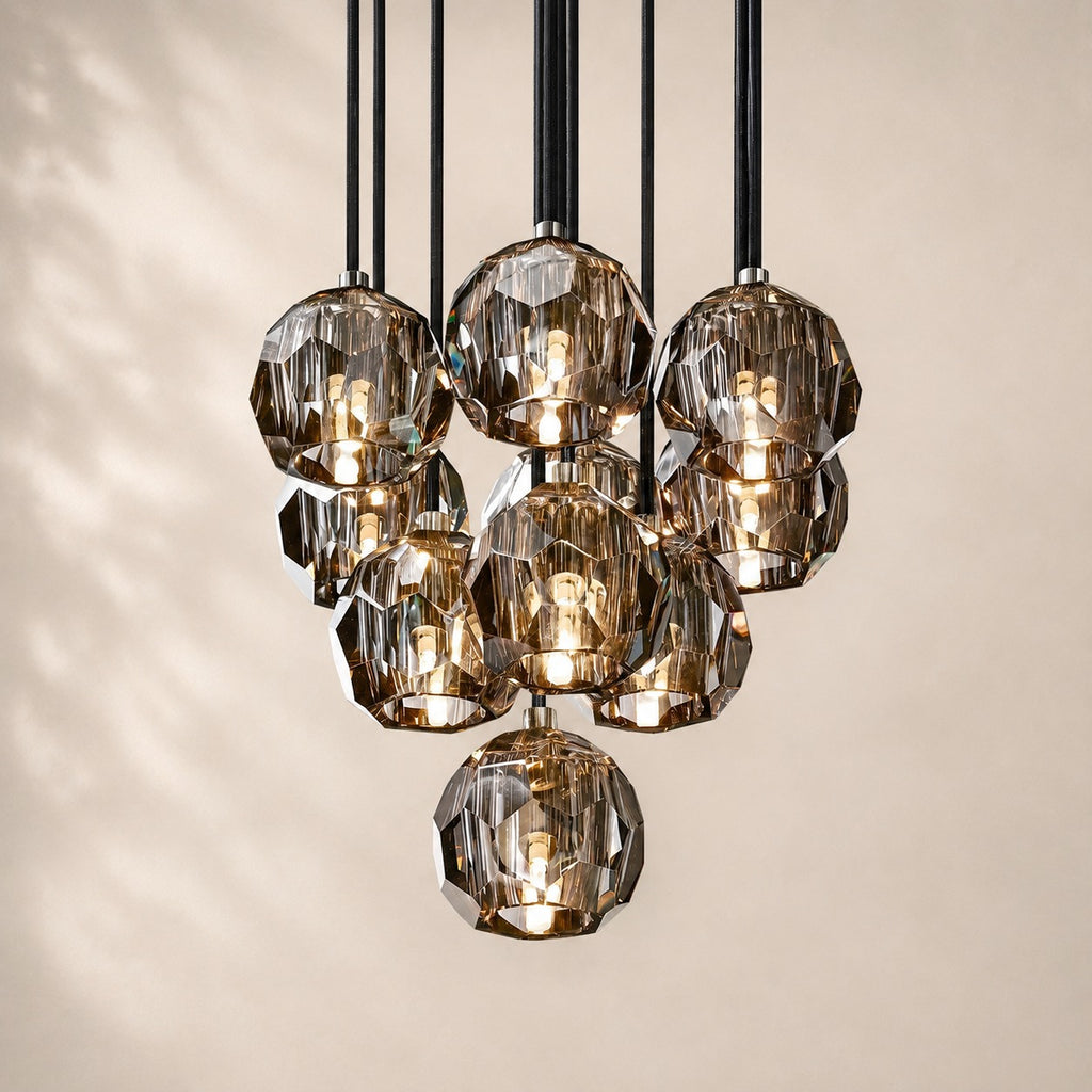 Bouvelle de Cristal Glass Round Cluster Chandelier 14"