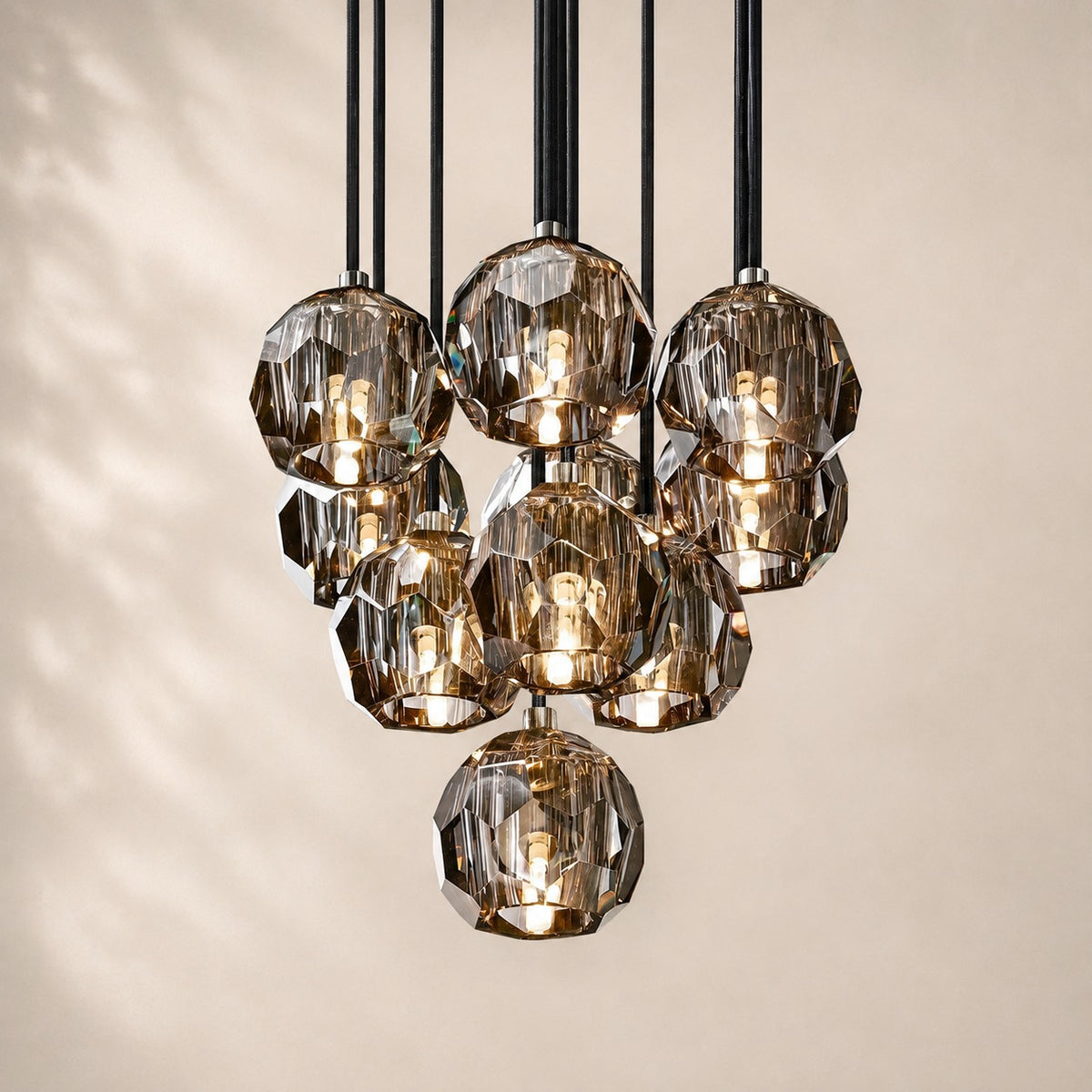 Bouvelle de Cristal Glass Round Cluster Chandelier 14"