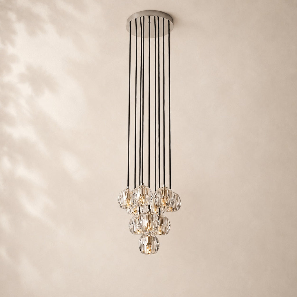 Bouvelle de Cristal Glass Round Cluster Chandelier 14"