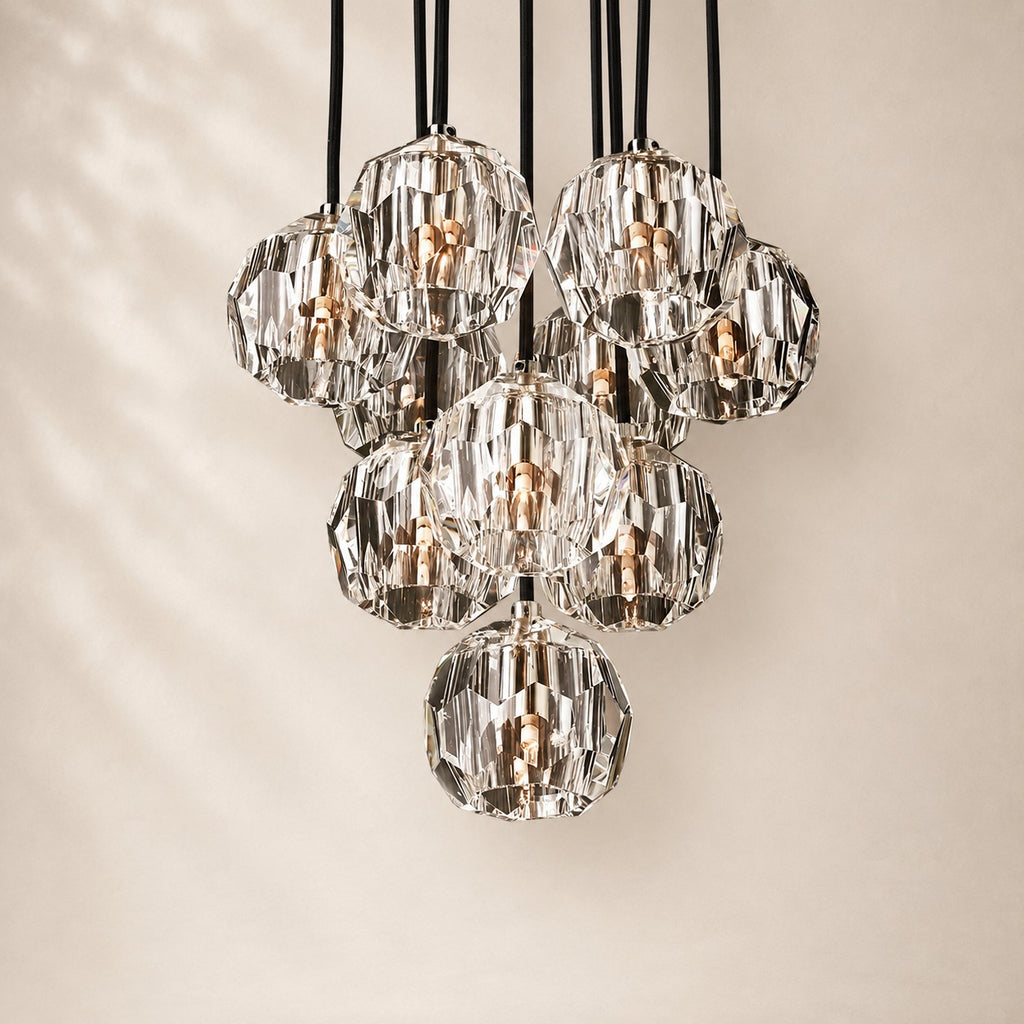 Bouvelle de Cristal Glass Round Cluster Chandelier 14"