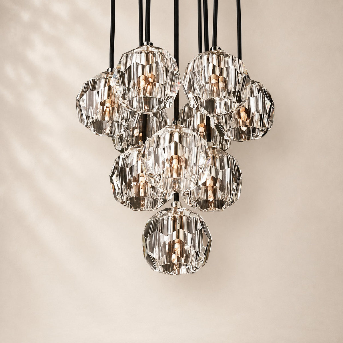 Bouvelle de Cristal Glass Round Cluster Chandelier 14"