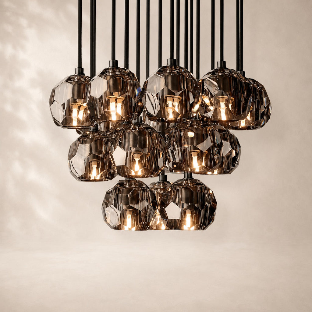 Bouvelle de Cristal Glass Round Cluster Chandelier 19"