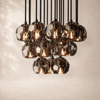 Bouvelle de Cristal Glass Round Cluster Chandelier 19"