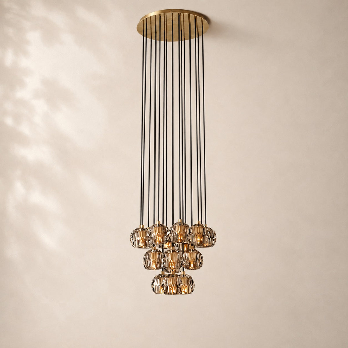 Bouvelle de Cristal Glass Round Cluster Chandelier 19"