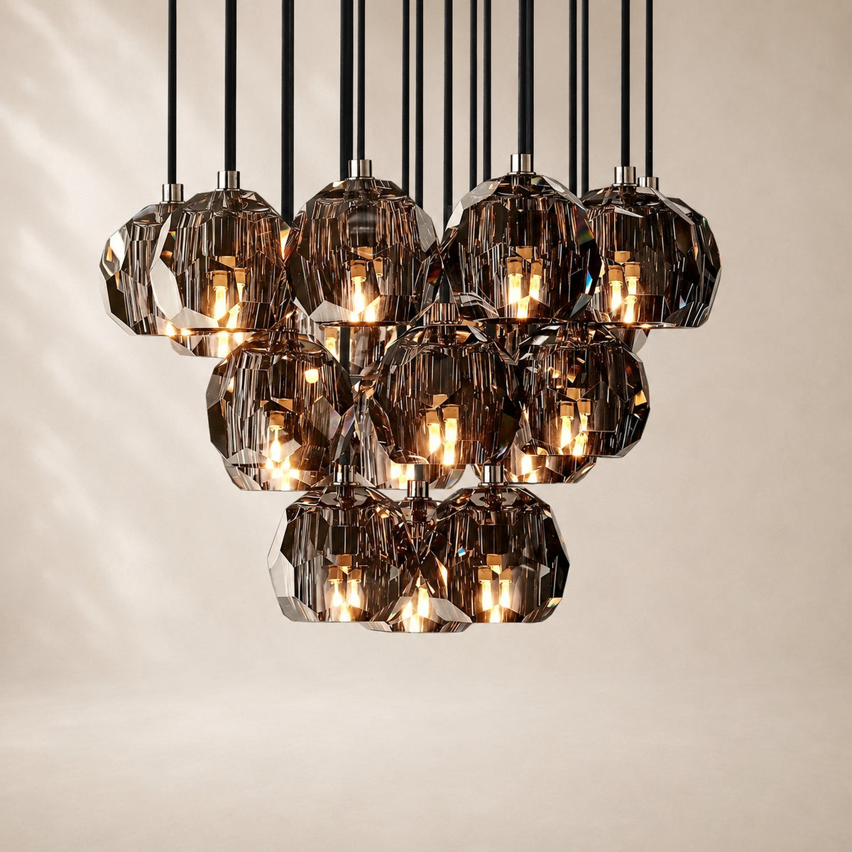 Bouvelle de Cristal Glass Round Cluster Chandelier 19"