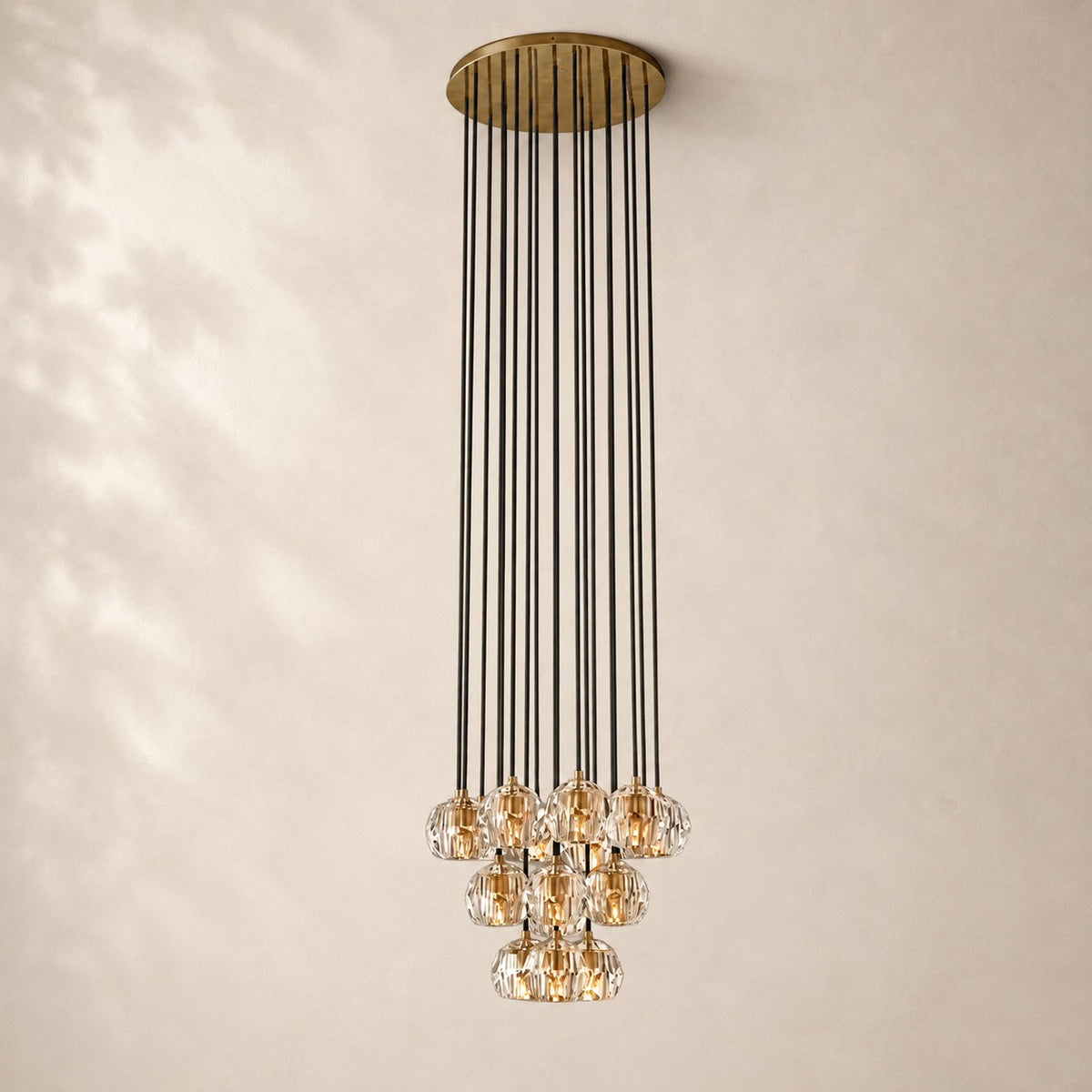 Bouvelle de Cristal Glass Round Cluster Chandelier 19"