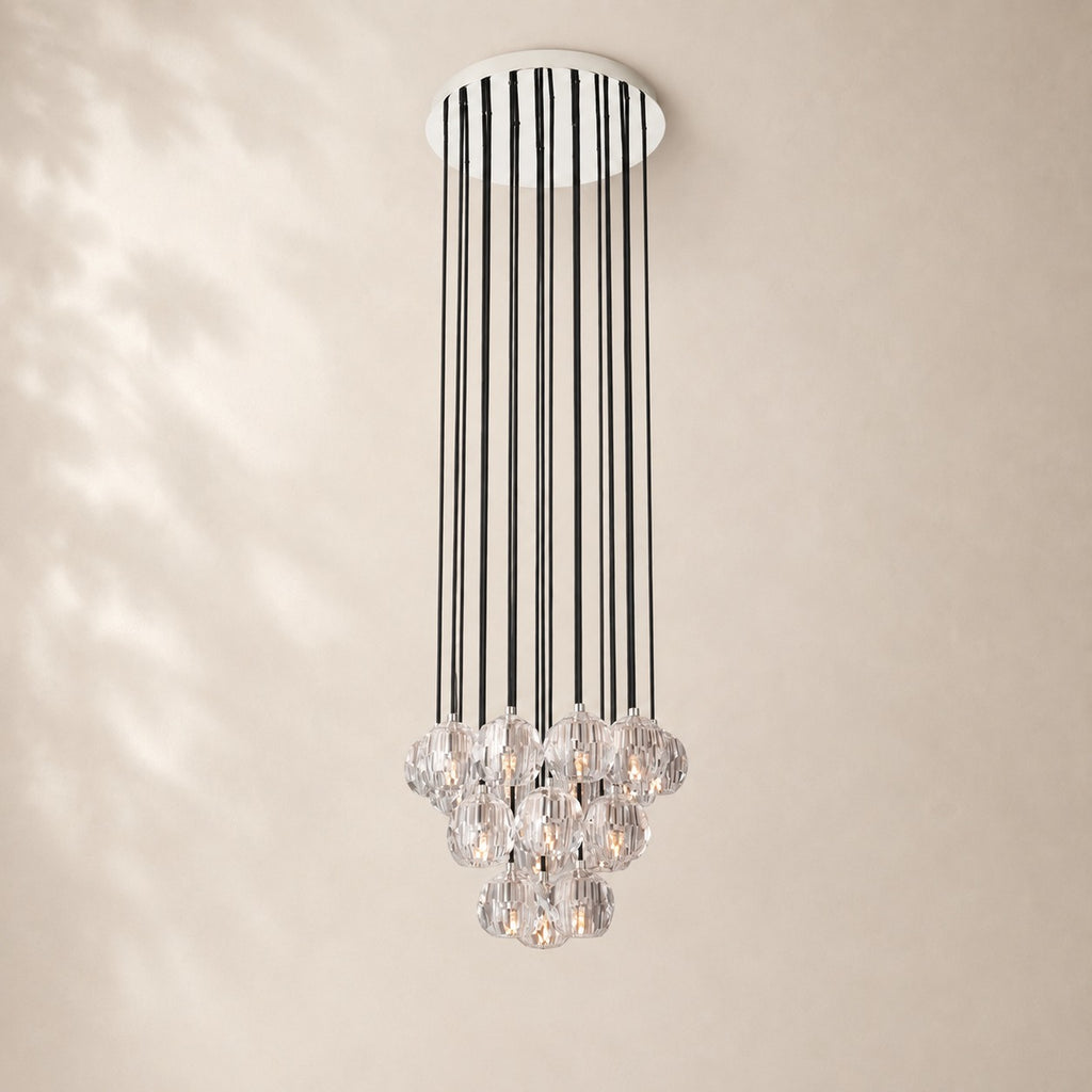 Bouvelle de Cristal Glass Round Cluster Chandelier 19"