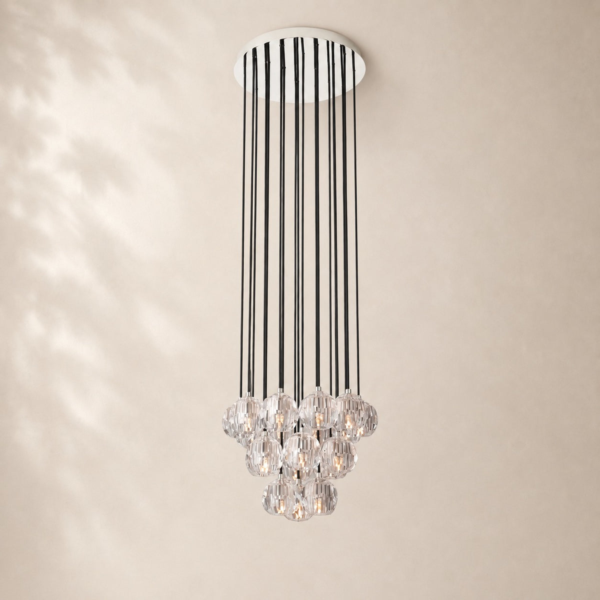 Bouvelle de Cristal Glass Round Cluster Chandelier 19"