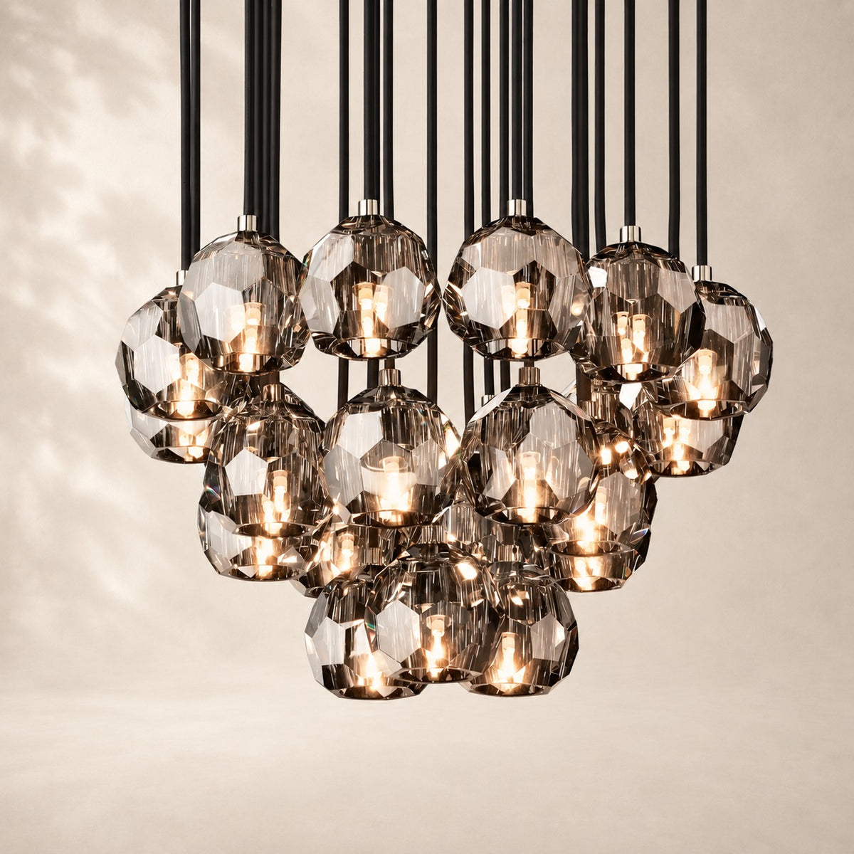 Bouvelle de Cristal Glass Round Cluster Chandelier 24"